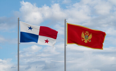 Montenegro and Panama flags, country relationship concept