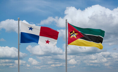 Mozambique and Panama flags, country relationship concept
