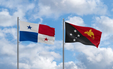 Papua New Guinea and Panama flags, country relationship concept