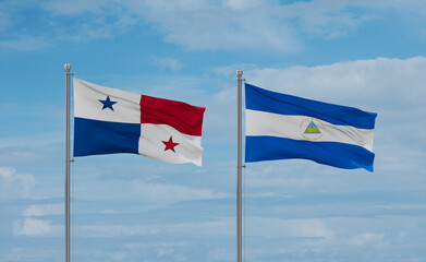 Nicaragua and Panama flags, country relationship concept