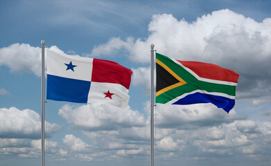 South Africa and Panama flags, country relationship concept