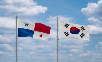 South Korea and Panama flags, country relationship concept