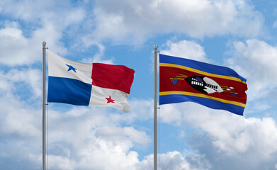 Eswatini and Panama flags, country relationship concept
