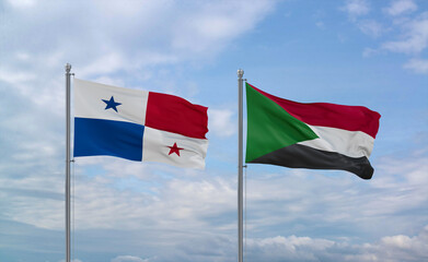 Sudan and Panama flags, country relationship concept