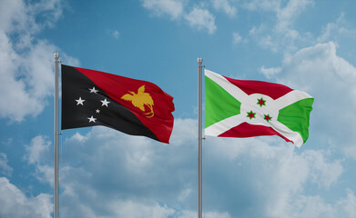 Burundi and Papua New Guinea flags, country relationship concept