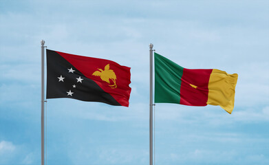 Cameroon and Papua New Guinea flags, country relationship concept