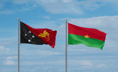 Burkina Faso and Papua New Guinea flags, country relationship concept