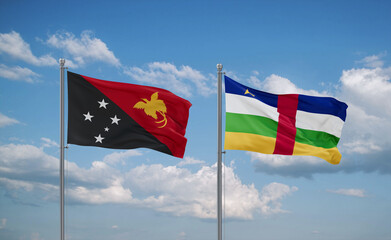 Central African Republic and Papua New Guinea flags, country relationship concept