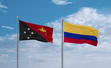 Colombia and Papua New Guinea flags, country relationship concept