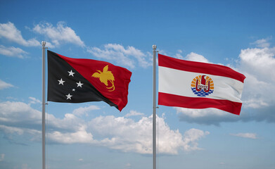 Papua New Guinea and French Polynesia flags, country relationship concept