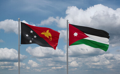 Jordan and Papua New Guinea flags, country relationship concept