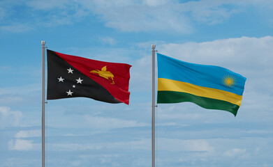 Rwanda and Papua New Guinea flags, country relationship concept