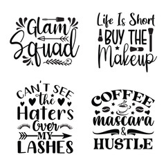 Makeup Svg Bundle, Lipstick Svg, Mascara Svg, Nail Polish Svg, Makeup Brush