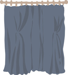 Curtains hand drawn cartoon cute sketch drawing colored set of individual elements on a white background. Interior, room decoration, window framing, tulle fabrics