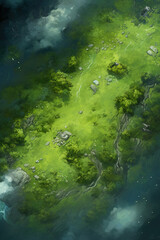 Fototapeta na wymiar DnD Map Meadow Clearing - Aerial Perspective