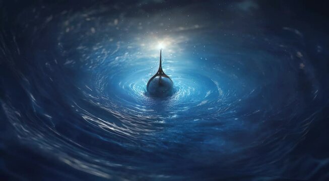 A whirlpool with light in the center of the vortex