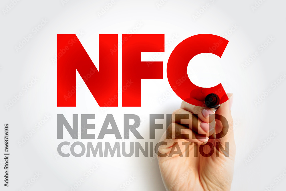 Poster nfc near-field communication - set of communication protocols that enables communication between two