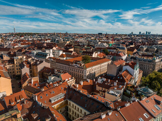 Fototapeta na wymiar Scenic view of Prague old town roof tops, Czech Republic