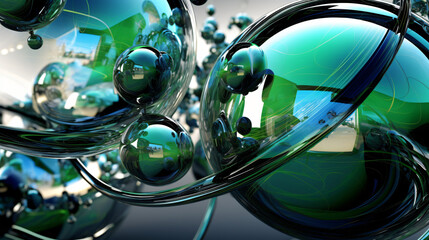 Abstract bubbles chrome artistic background