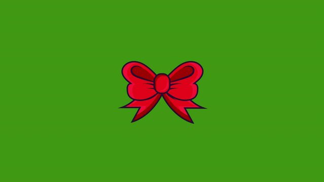 cartoon red bow icon animation. 4K motion animation. Green screen.