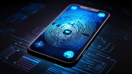 mobile smartphone using biometric finger print, cybersecurity of personal data, safety,  and authentication
