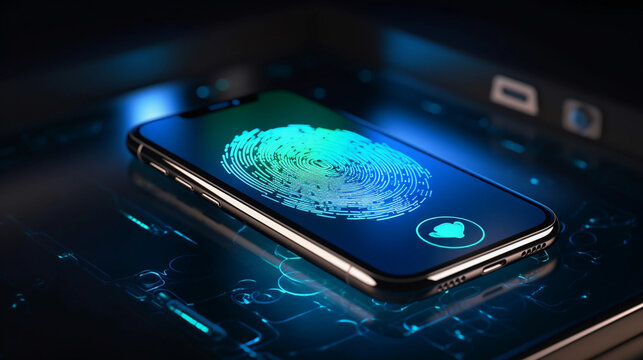 mobile smartphone using biometric finger print, cybersecurity of personal data, safety,  and authentication