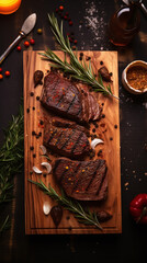 grilled meat with vegetables, steak