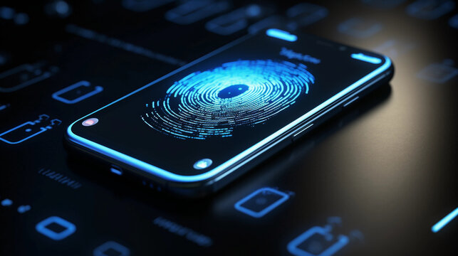 mobile smartphone using biometric finger print, cybersecurity of personal data, safety,  and authentication