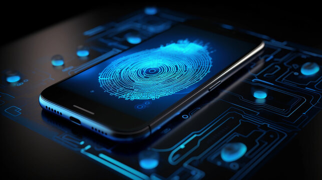 mobile smartphone using biometric finger print, cybersecurity of personal data, safety,  and authentication