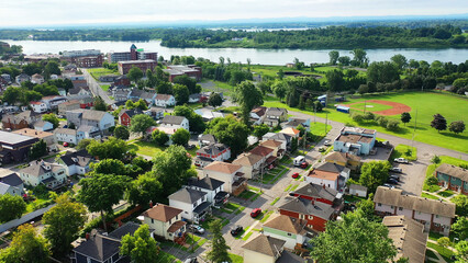 Aerial of residential Cornwall, Ontario, Canada