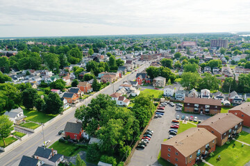 Fototapeta na wymiar Aerial view of Cornwall, Ontario, Canada in morning