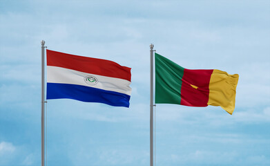 Cameroon and Paraguay flags, country relationship concept