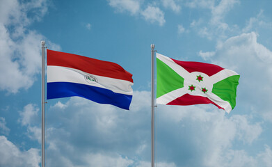 Burundi and Paraguay flags, country relationship concept
