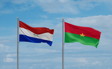 Burkina Faso and Paraguay flags, country relationship concept