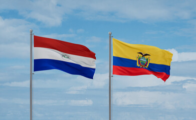 Ecuador and Paraguay flags, country relationship concept