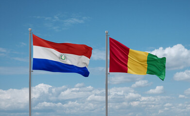 Guinea and Paraguay flags, country relationship concept
