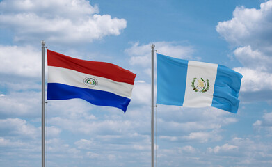 Guatemala and Paraguay flags, country relationship concept