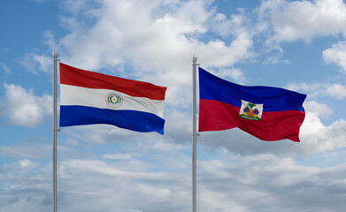 Haiti and Paraguay flags, country relationship concept