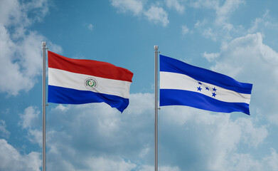Honduras and Paraguay flags, country relationship concept