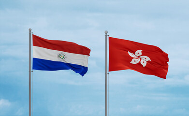 Hong Kong and Paraguay flags, country relationship concept