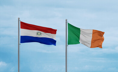 Ireland and Paraguay flags, country relationship concept