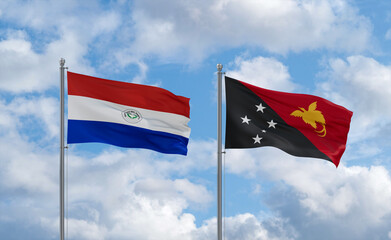 Papua New Guinea and Paraguay flags, country relationship concept