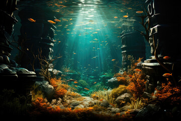 Fantasy sunken city under water