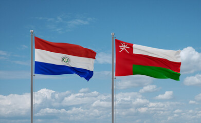 Oman and Paraguay flags, country relationship concept