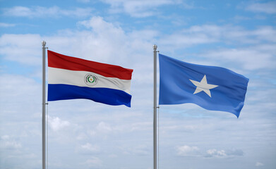 Somalia and Paraguay flags, country relationship concept