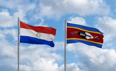 Eswatini and Paraguay flags, country relationship concept