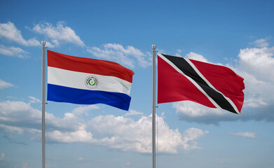 Trinidad and Tobago and Paraguay flags, country relationship concept