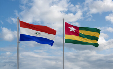 Togo and Paraguay flags, country relationship concept