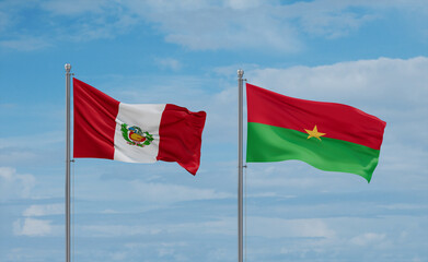 Burkina Faso and Peru flags, country relationship concept