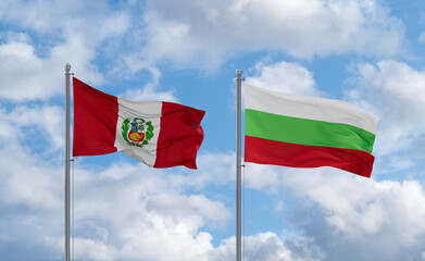 Bulgaria and Peru flags, country relationship concept